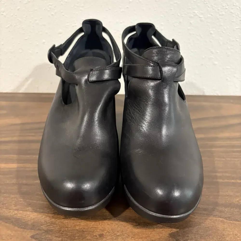 Dansko Franka Womens Sz 41‎ US 10.5 11 Strappy Wedge Clog Black Leather Bootie